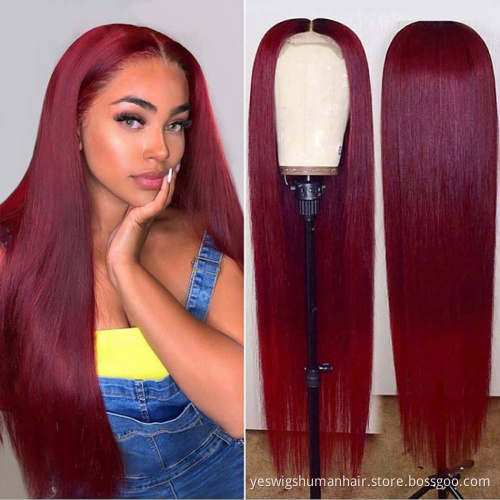 Yeswigs Hd Full 99J 27 30 Lace Frontal Wig Straight Raw Brazilian Virgin Human Hair Lace Front Wig For Black Women Human Hair